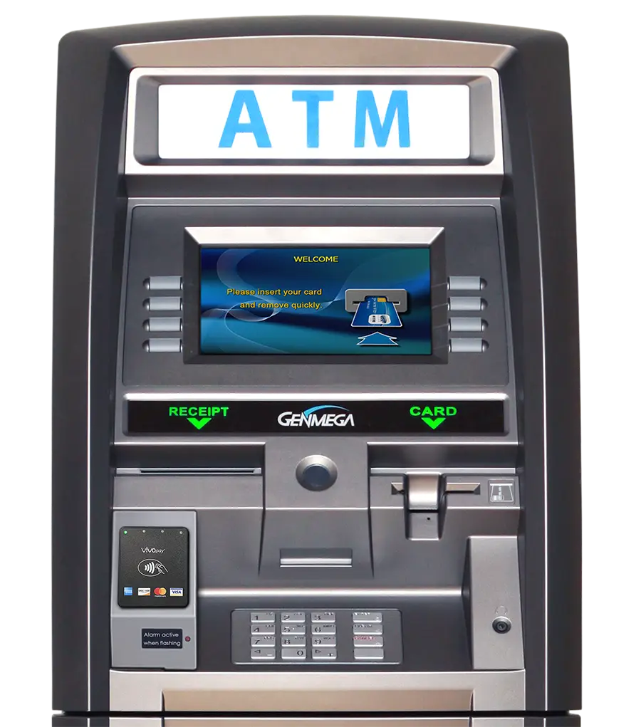straight-on shot of an ATM, this is an ATM model commonly installed by Edge One