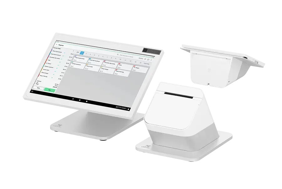 a point-of-sale system from Clover, sold by Edge One. Consists of 2 screens and a printer