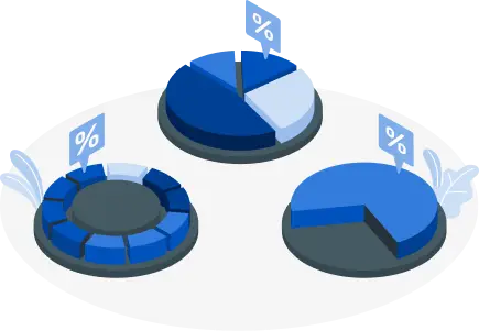 flat art drawing of 3 graphs and pie charts representing retail business success via Edge One fintech tools
